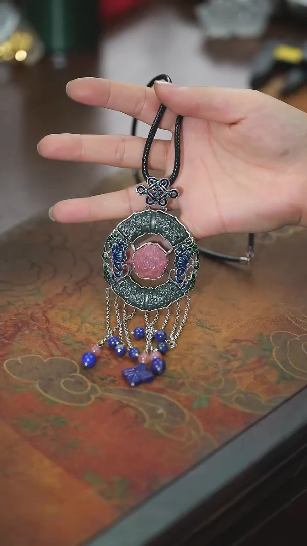 【闪购商品】和田玉吊坠银S925镶嵌塔青吊坠