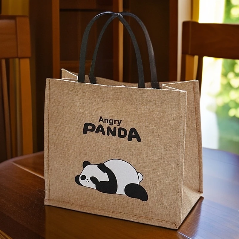 新款麻布托特包韩版百搭手提袋女士大容量帆布包简约手拎包饭盒包