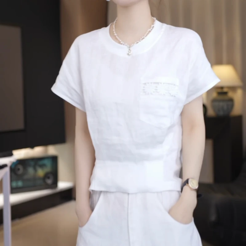 2025年夏季爆款休闲宽松显瘦上衣洋气通勤简约纯色百搭短袖T恤女