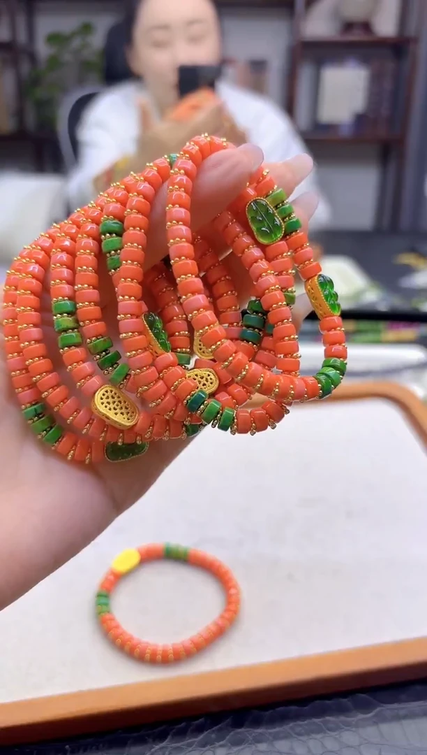 14K金镶嵌手链翡翠DIY款S871