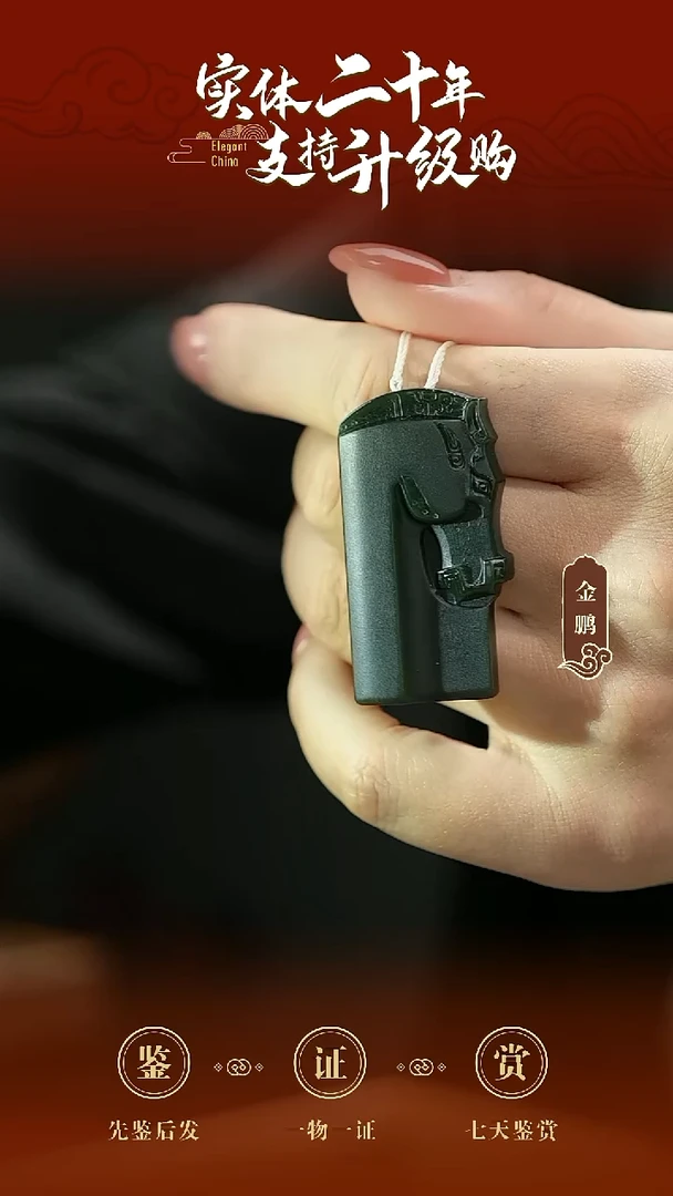 吊坠(赠链)未镶嵌和田玉黑青马牌挂件