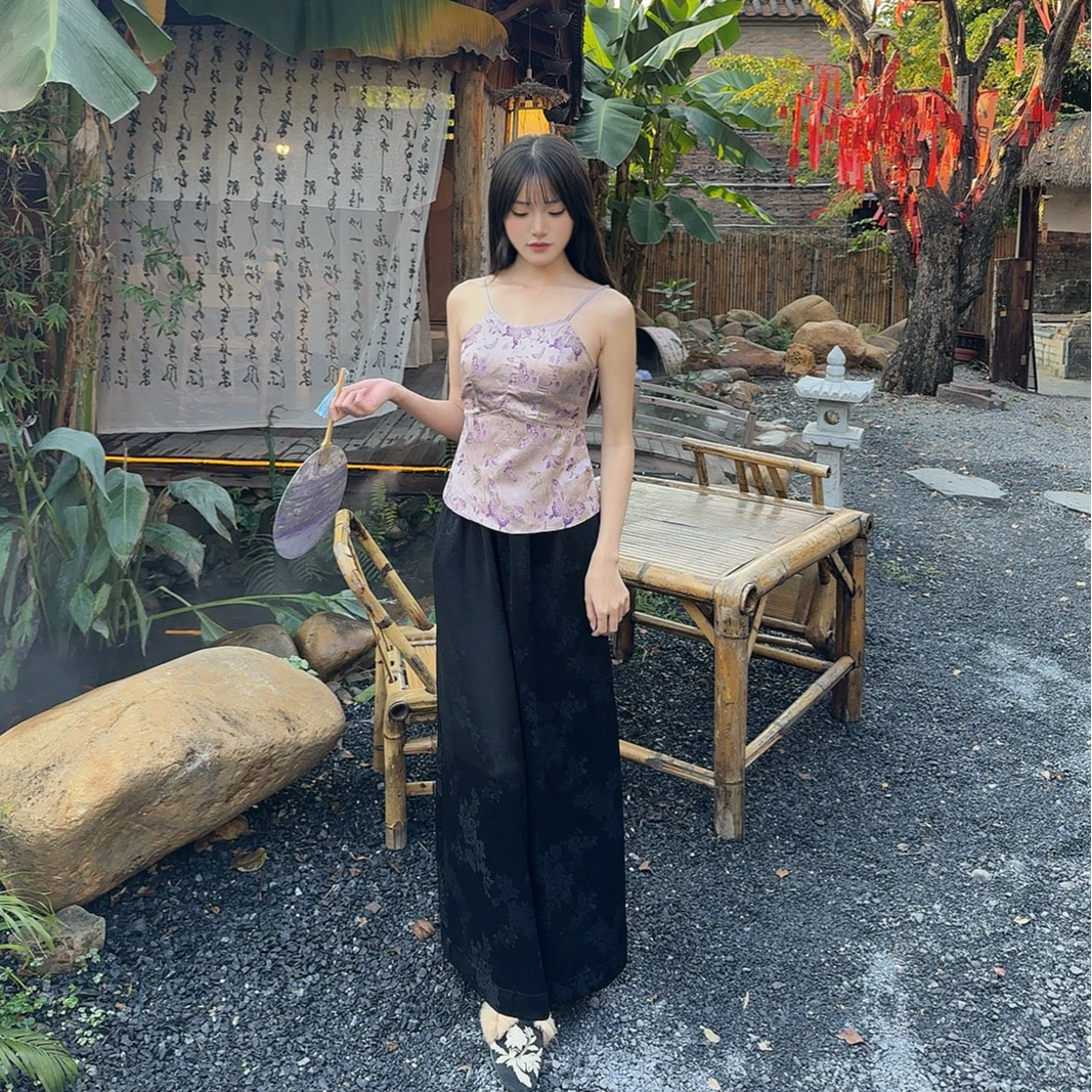 【罗衣雅颂】新中式白色长裤女装春夏裤子直筒裤宽松休闲裤气质1005