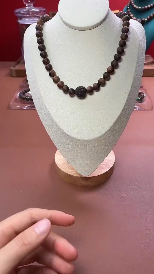 沉香手串沉水越南富森红土瘿子瘤疤08两圈设计款