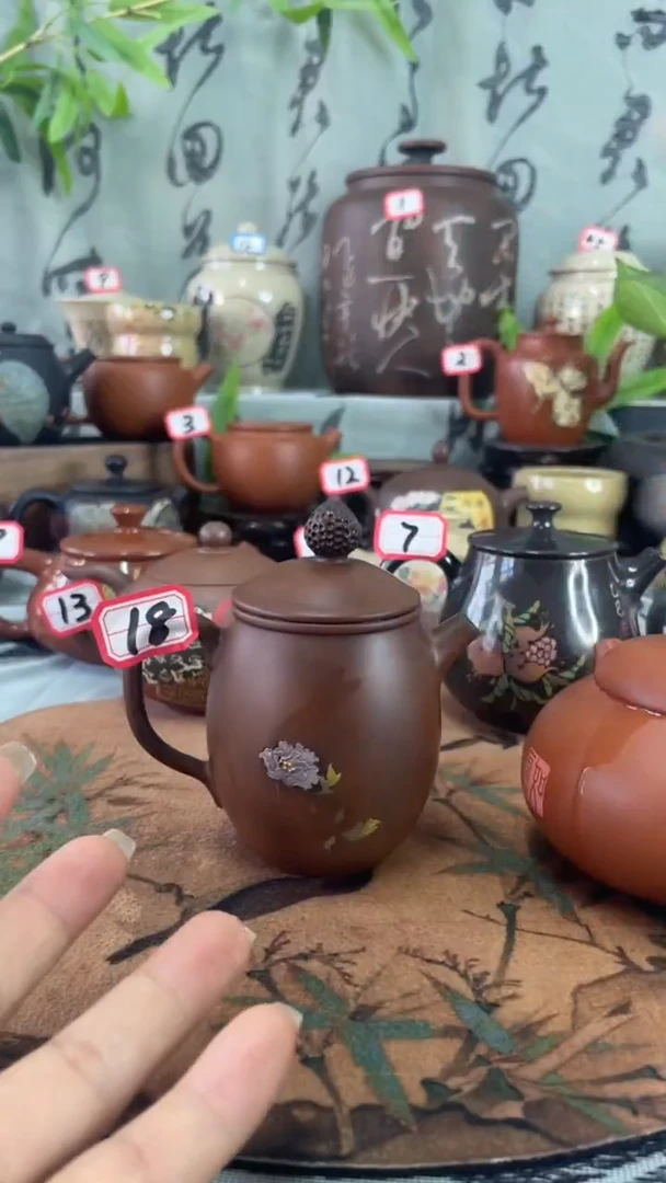 海**寸建水紫陶刻填普璞壶