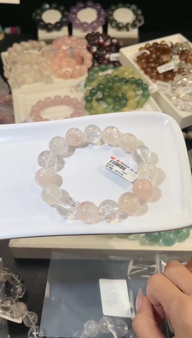 水晶手链未镶嵌多样性发一Q21迷雾玫瑰14mm