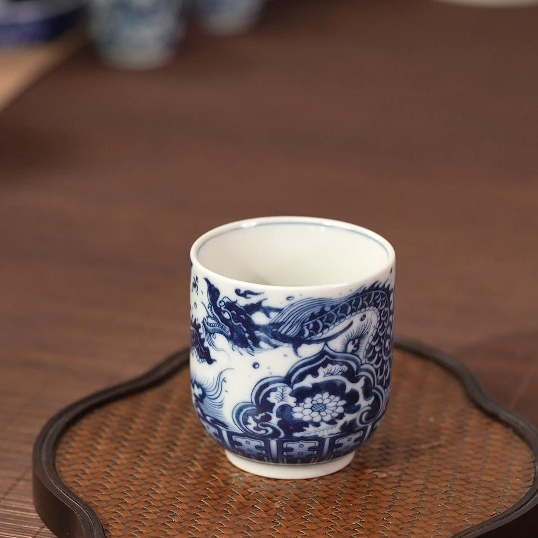 青花龙纹小主人杯（Q0342)复古