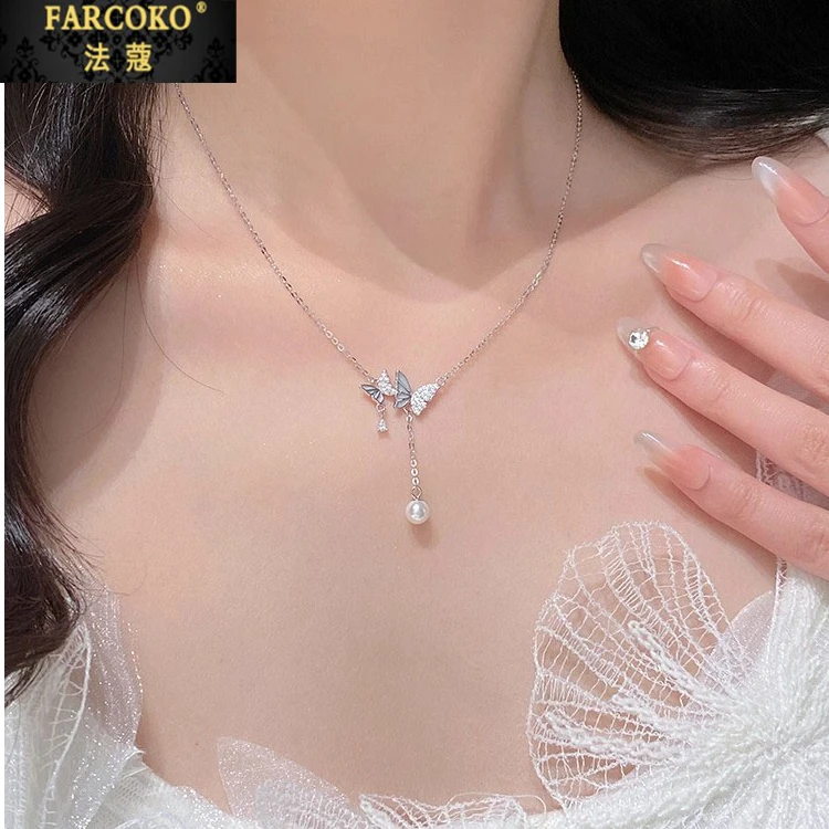 法蔻蝴蝶项链女款小众轻奢设计感锁骨链送女友老婆圣诞情人节礼物