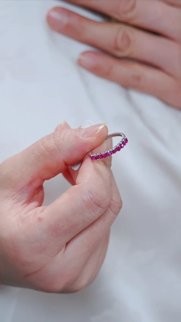 红宝石戒指银S925镶嵌111【】