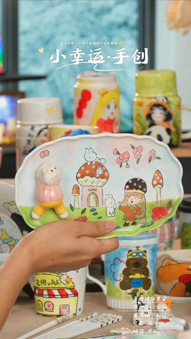 景德镇高温釉下彩纯手工手绘陶瓷