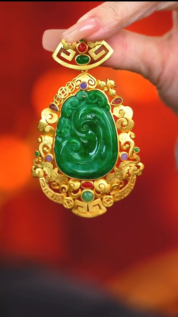 吊坠(不含链)银S925镶嵌翡翠新款