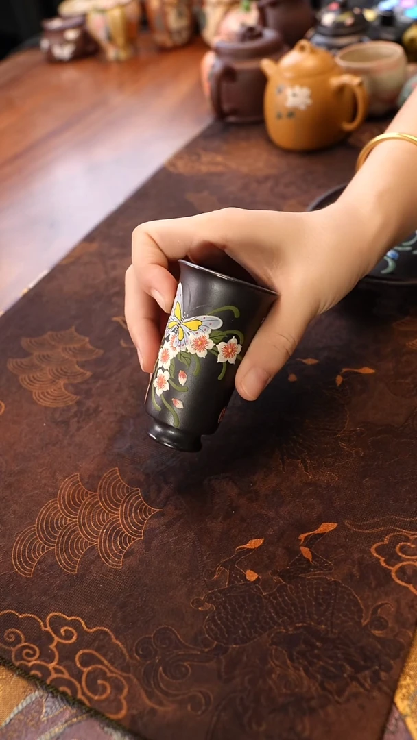 茶壶紫砂蝴蝶闻香杯