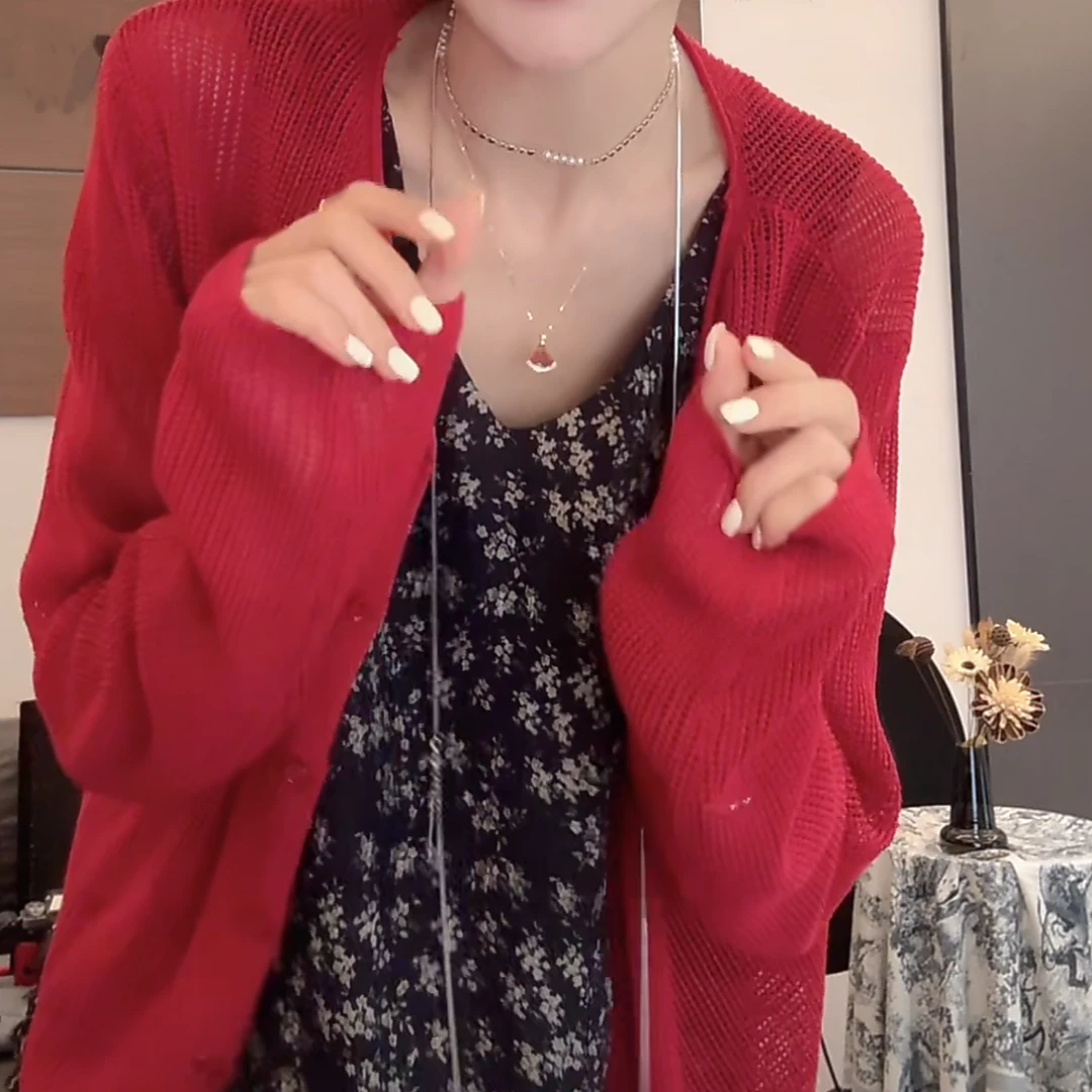 设计感镂空针织莱赛尔亚麻开衫女2025夏季新款气质防时尚晒上衣