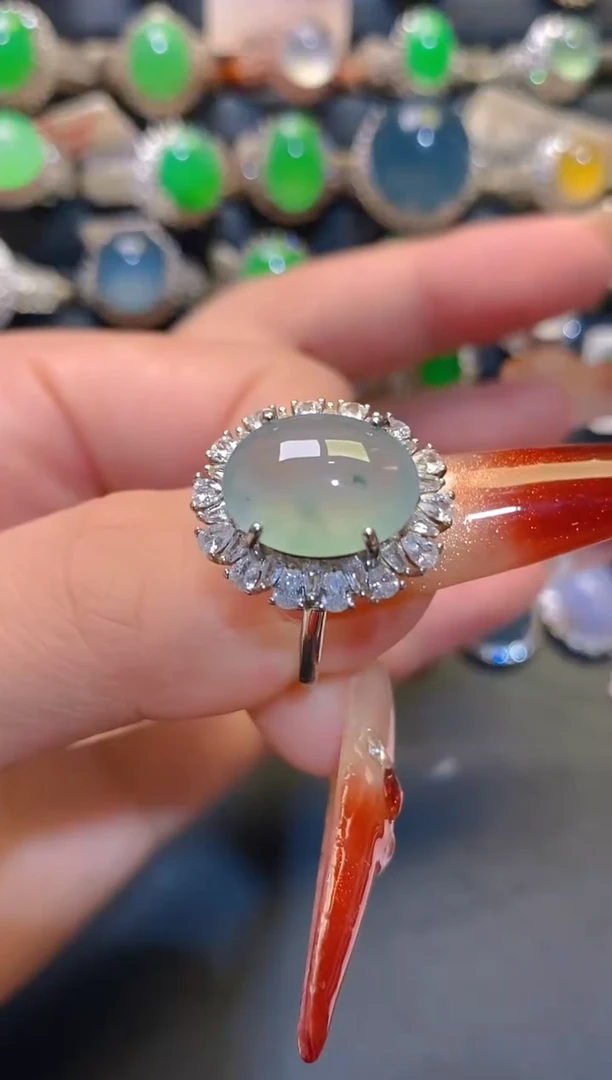 银S925镶嵌翡翠耳饰天然