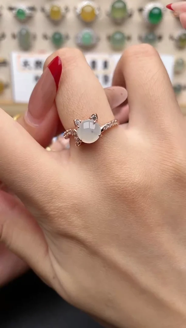 【闪购商品】翡翠戒指银S925镶嵌一物一证一礼盒