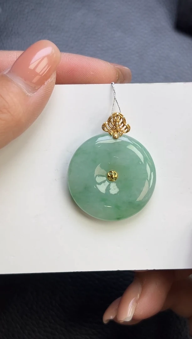 翡翠18K金镶嵌颈饰YM140-3 平安扣