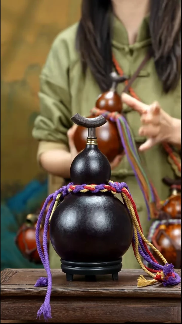 YY004简约大漆款天然酒葫芦（一物一拍）