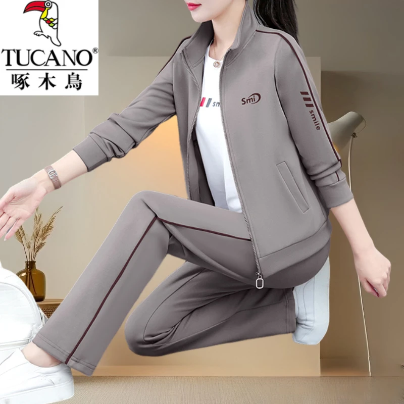 品牌时尚潮流休闲显瘦套装女士春秋季新款舒适洋气妈妈装三件套