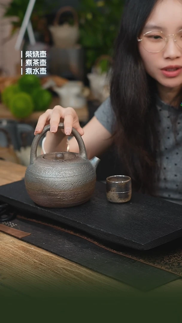 铁胎柴烧800cc 一壶一柴烧杯（可备注有字无字）