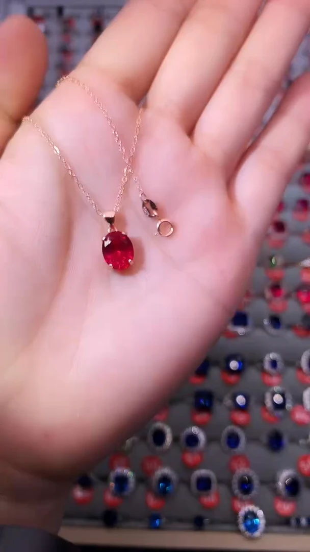 【闪购商品】红宝石吊坠(赠链)银S925镶嵌1111