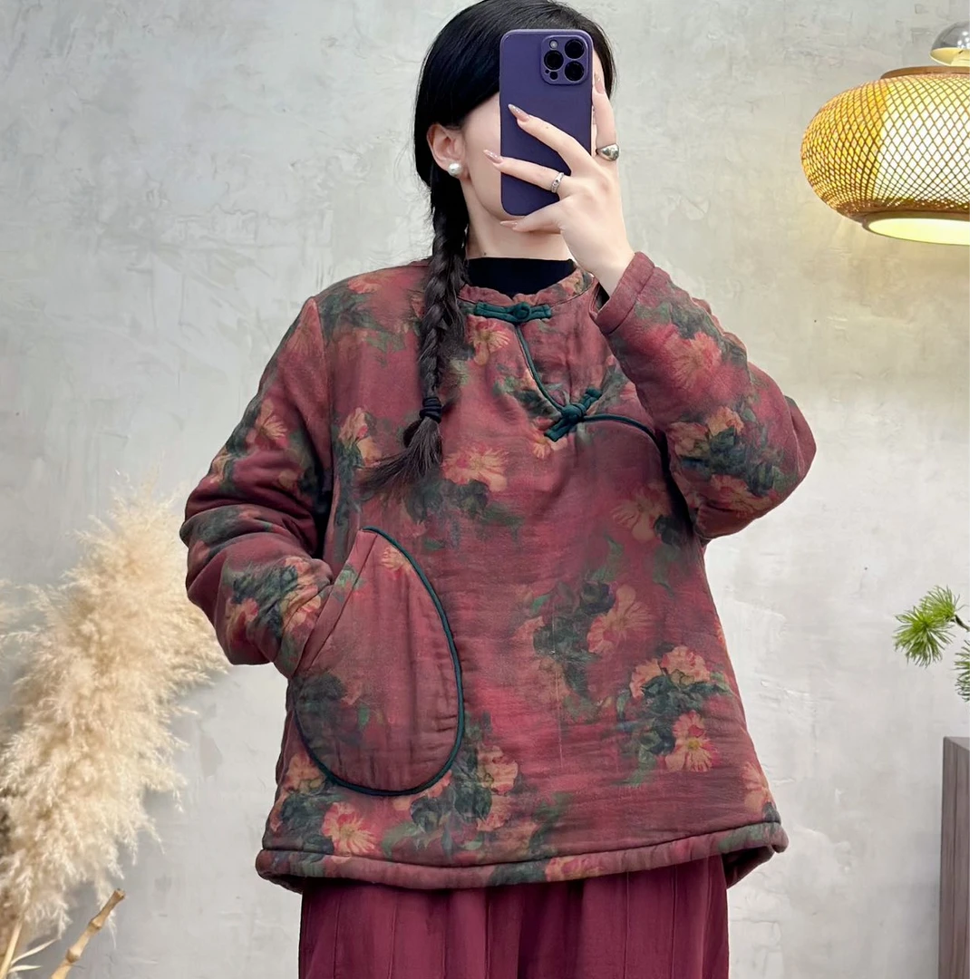 民族风显瘦棉衣短款文艺古典气质百搭中式复古外套棉服28086