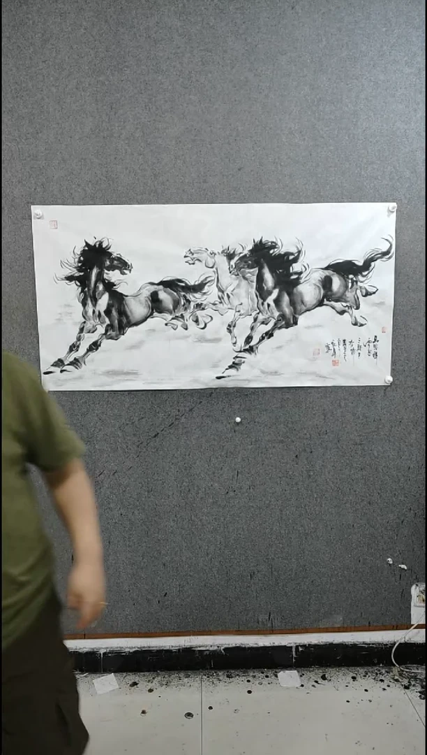 国画水墨写意马图三骏