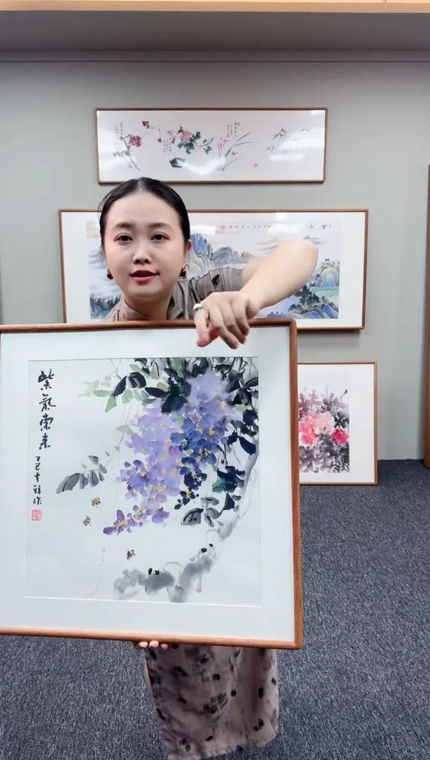 国画紫藤60*60孙吉祥老师
