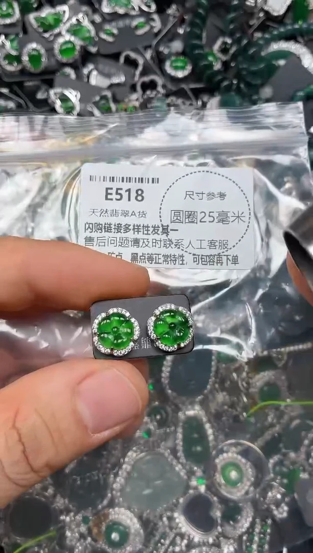 颈饰未镶嵌翡翠E518耳钉