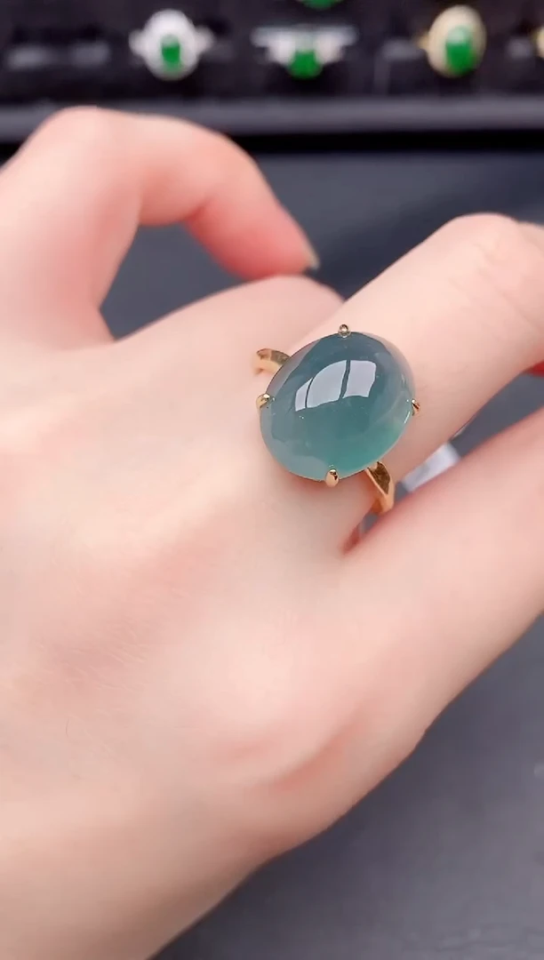 银S925镶嵌戒指翡翠天然a货翡翠296