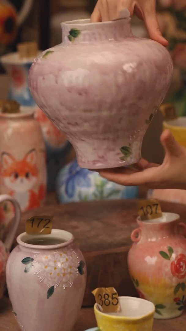 陶瓷523景德镇设计师手作花器摆件侘寂风