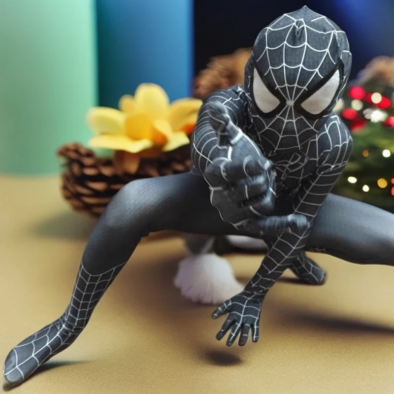 蜘蛛侠秋冬衣服连体紧身衣套装六一男孩童演出服表演服装黑色长袖