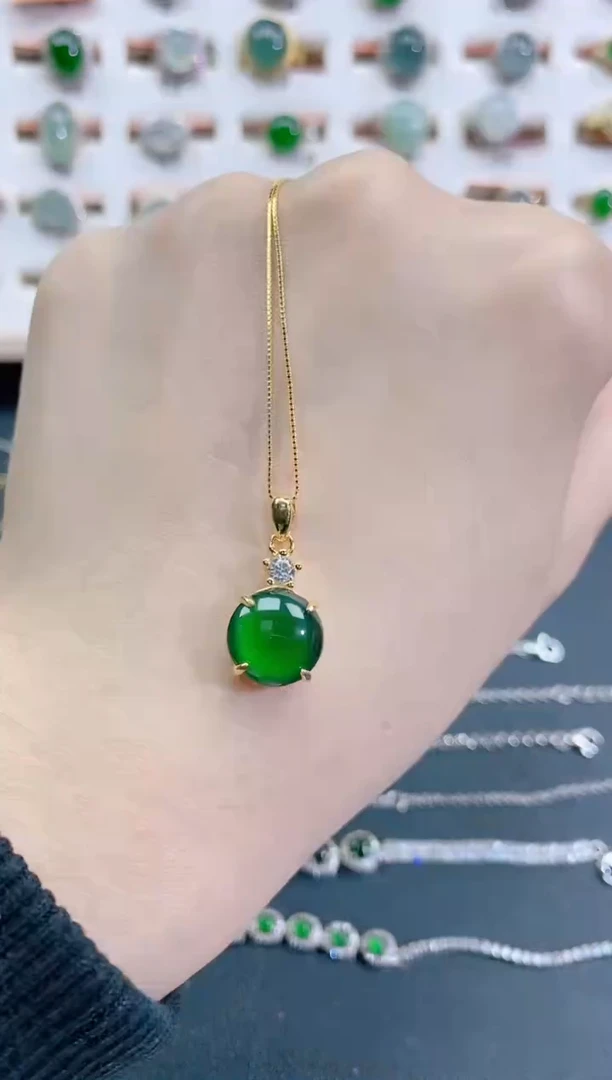 颈饰银S925镶嵌翡翠天然翡翠