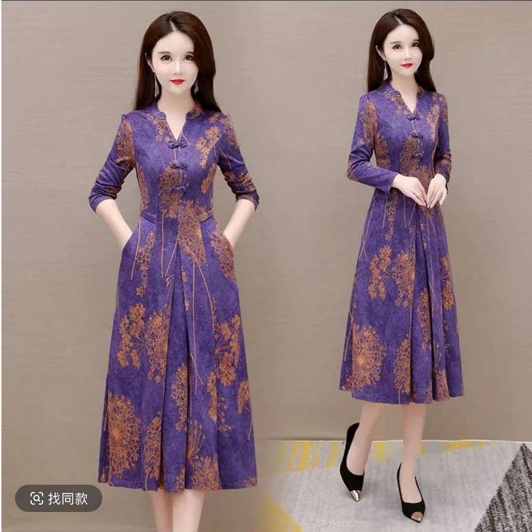 BG11-G心机中长款女连衣裙气质高级休闲复古遮屁胸感