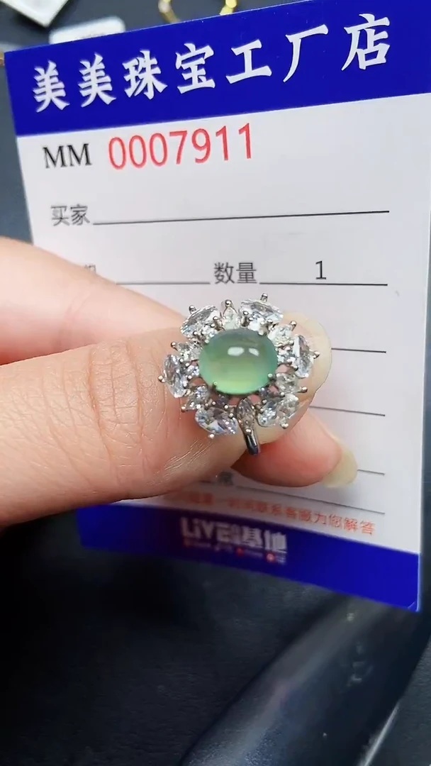 翡翠银S925镶嵌颈饰7911