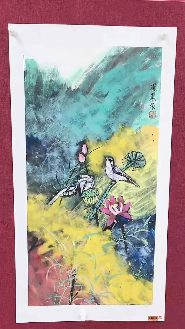 【闪购商品】绘画杨风顺绘画4.5平尺花鸟银奖紫袍作品