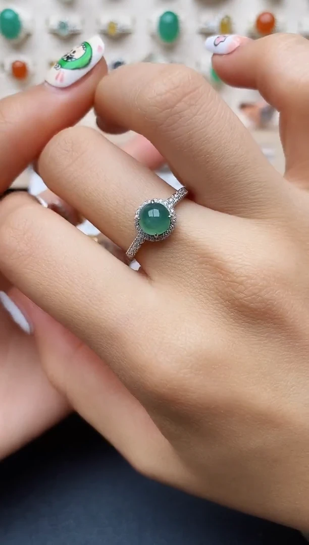 【闪购商品】翡翠戒指银S925镶嵌缅甸翡翠