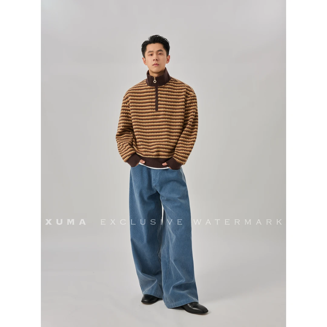 DUPU 25F/W【镀金格纹】360g经典格纹撞色半门襟定制镀金扣高领卫衣