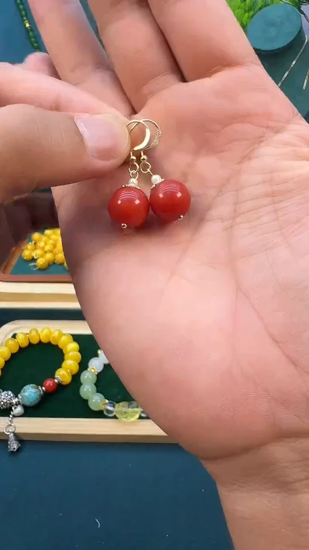 翡翠14K金镶嵌耳饰E68