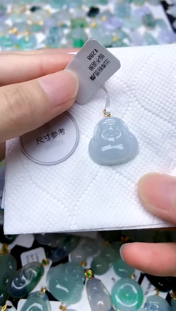颈饰18K金镶嵌翡翠天然A货翡翠