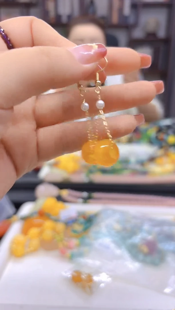 【闪购商品】翡翠耳饰14K金镶嵌耳饰E623