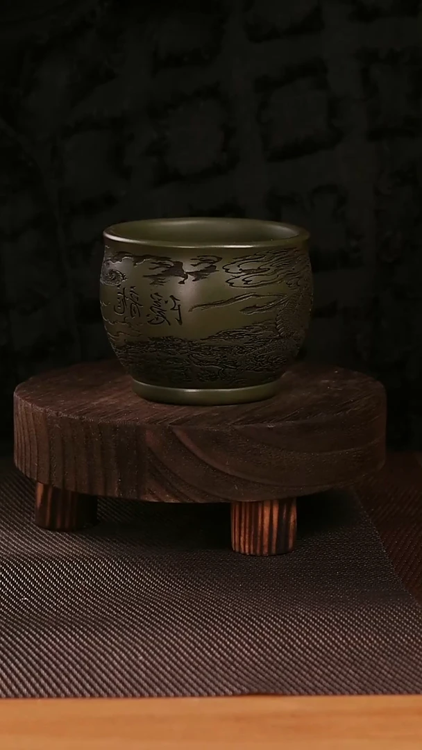 茶杯紫砂紫砂刻绘主人杯隐龙
