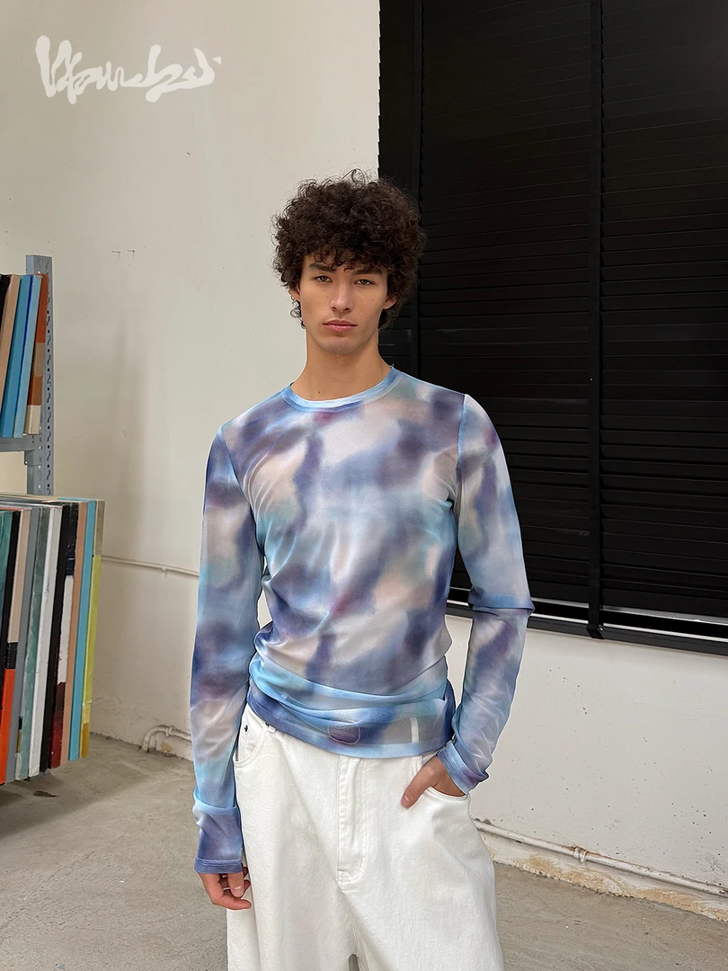 【原臣粉丝专属3折】weave 性感多巴胺 蓝紫色扎染弹力修身轻薄打底