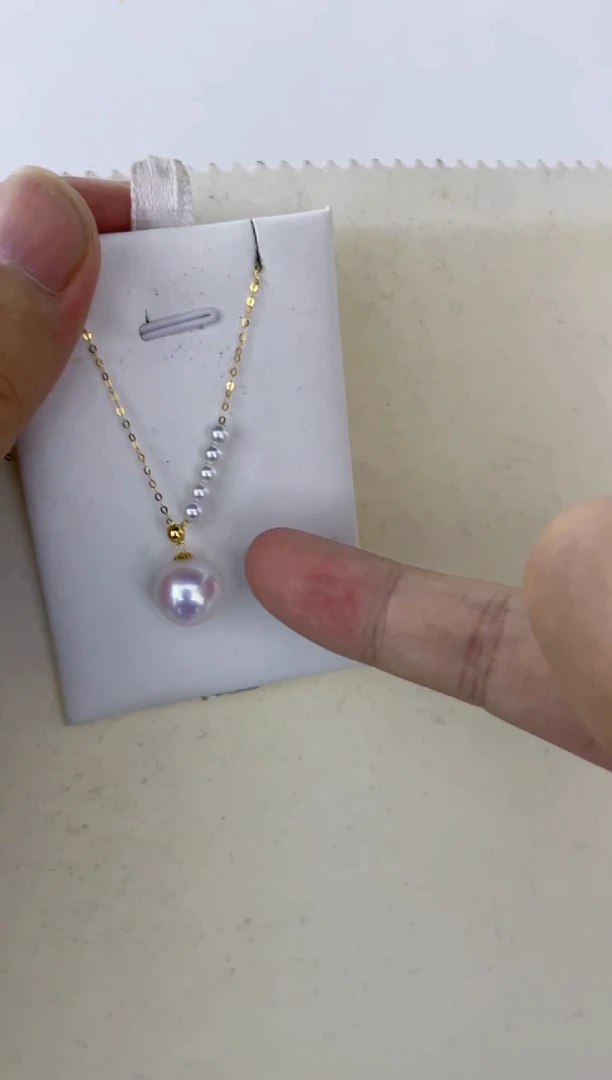 淡水珍珠18K金镶嵌颈饰吊坠11-3