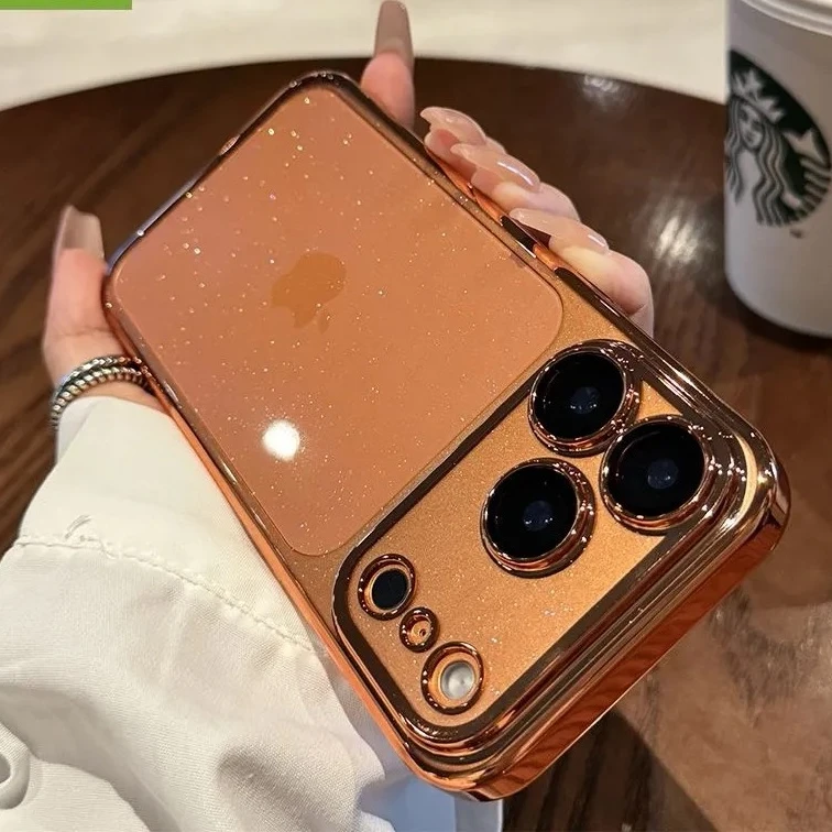 苹果17Promax星宇橙手机壳iPhone16闪粉15简约百搭14高级感13硬壳