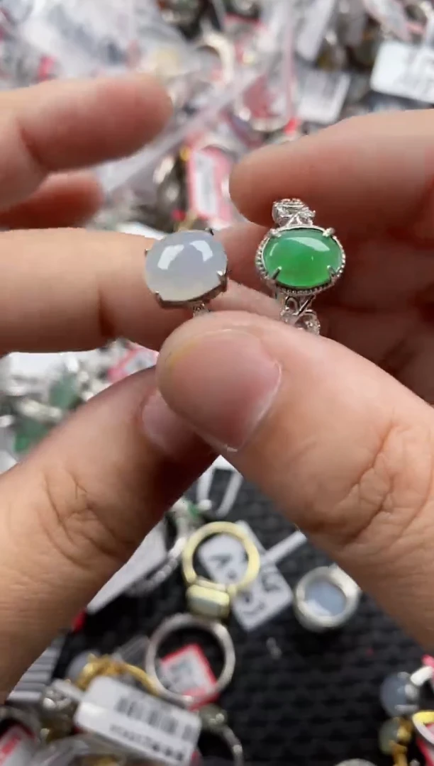 银S925镶嵌戒指翡翠222   1