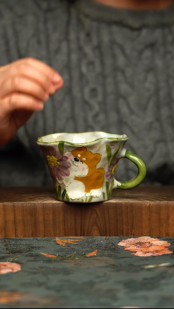 杯釉下彩手工手绘同款陶器