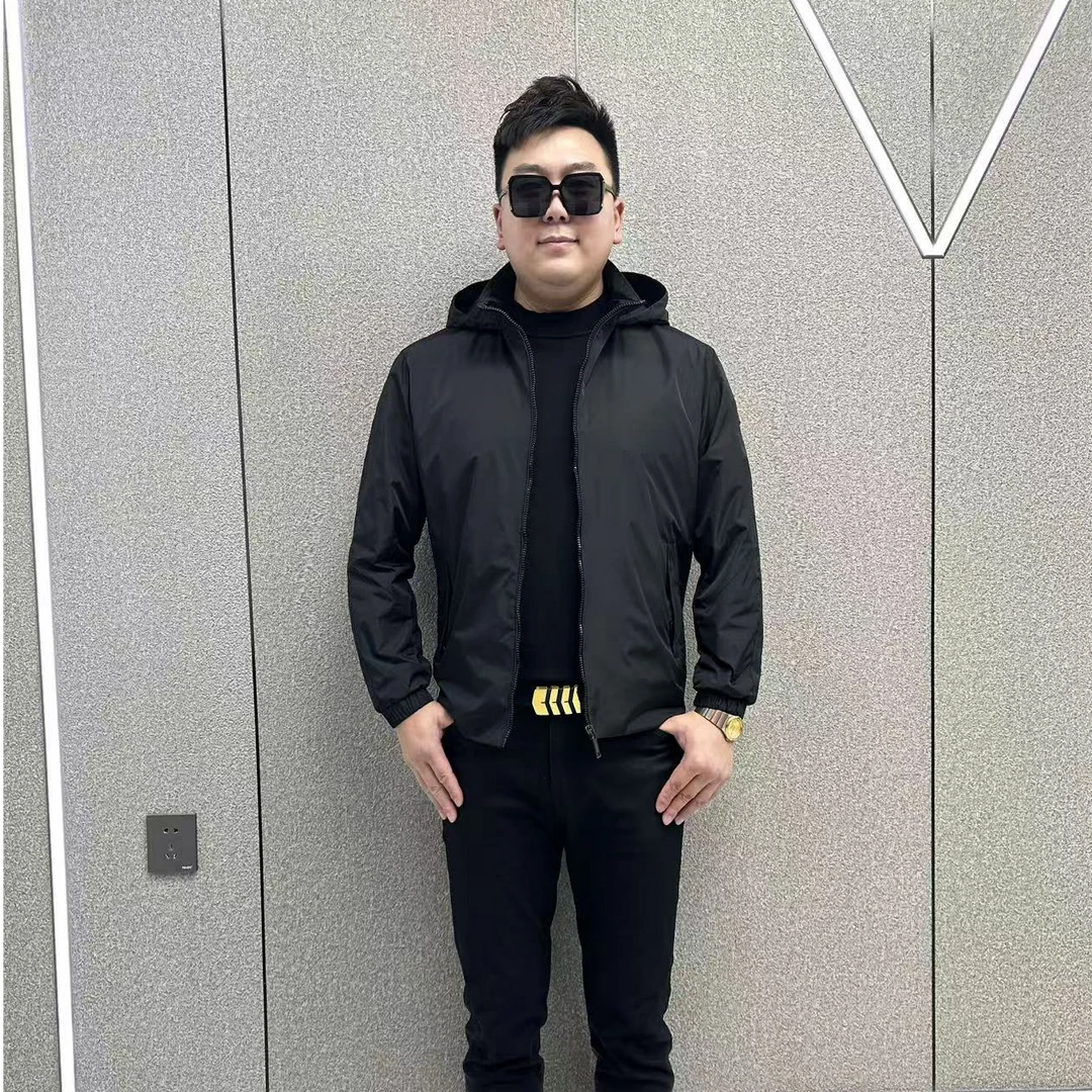 富玺欧货男装2025春季新款时尚轻奢百搭男士隐藏连帽款夹克2289