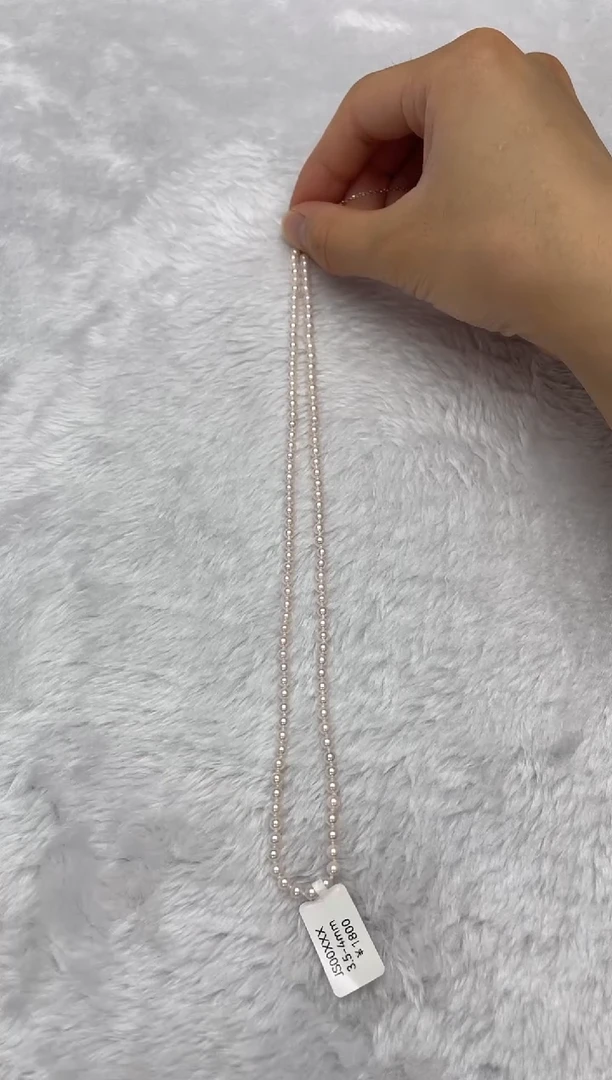 海水珍珠银S925镶嵌项链AK3.5-4mm