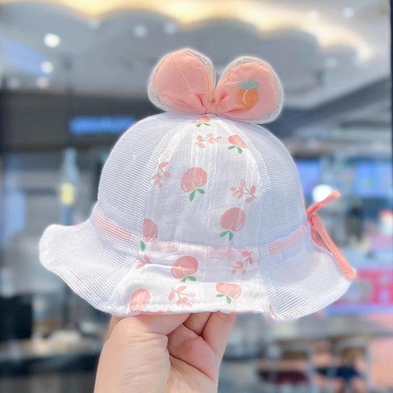 婴儿帽子夏季可爱公主薄款防晒盆帽女宝宝超萌洋气遮脸渔夫帽网帽