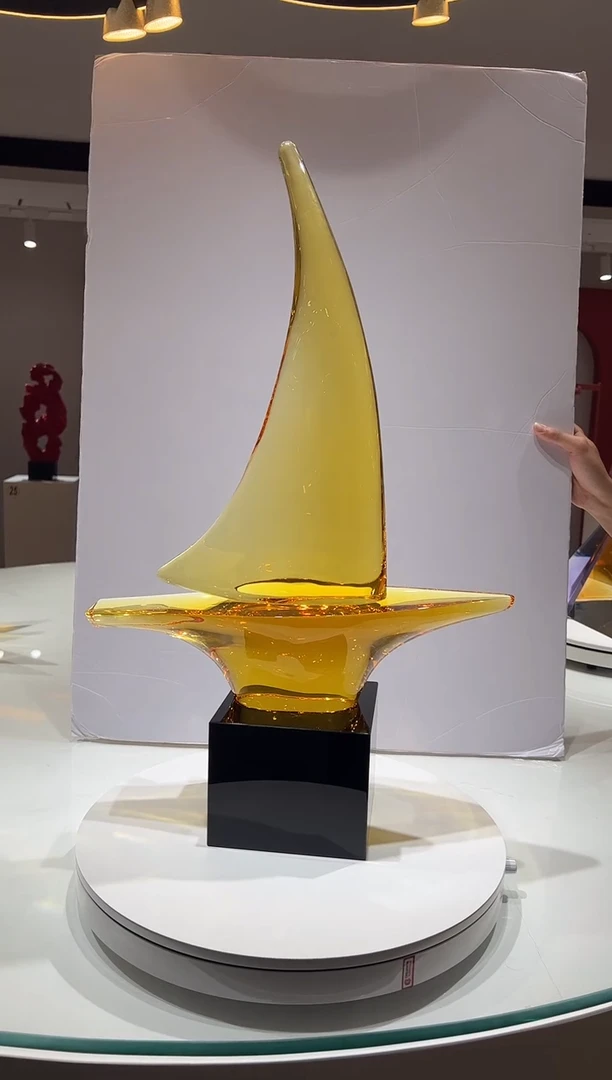 摆件巴比特美学 金色帆船加底座