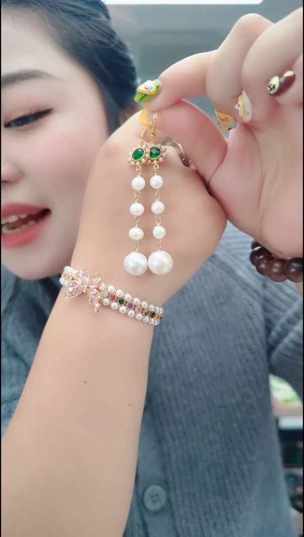 颈饰合金淡水珍珠0402长耳坠